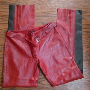 BCBGMaxazria Soft Red Leather Pants
